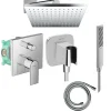 Hansgrohe Colonne de douche encastrée mécanique Vernis Shape Flexible Isiflex Douchette PulsifyE chromé