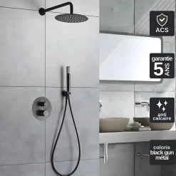 Imex Colonne de Douche Encastrée Thermostatique Anti-Calcaire Black Gun Métal MONZA GTD038/BGM* Colonne De Douche Encastrable