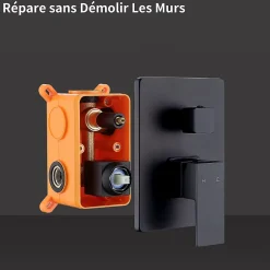 Homelody Colonne de Douche Encastrée Ensemble de Douche Mécanique avec Grande Tête Carrée 12 pouces, Système de Douche Encastrable Noir