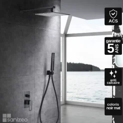 Imex Colonne de Douche Encastrée Anti-Calcaire Noir Mat SUECIA BDC032-6NG* Colonne De Douche Encastrable