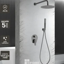 Imex Colonne de Douche Encastrée Anti-Calcaire Black Gun Métal DELOS GPD055/BGM