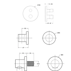 Jacob Delafon Colonne de douche encastrée thermostatique Modulo rond* Colonne De Douche Encastrable