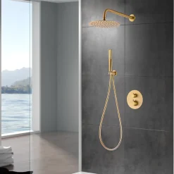 Imex Colonne de Douche Encastrée Thermostatique Anti-Calcaire Or Brossé NAPOLES GTN047/OC* Colonne De Douche Encastrable