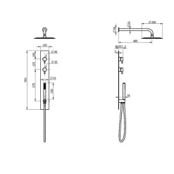 Bellegno Colonne de douche encastrée thermostatique PURA or brossé