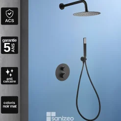 Imex Colonne de Douche Encastrée Thermostatique Anti-Calcaire Noir Mat GENOVA GTG053/NG
