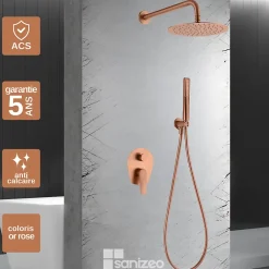 Imex Colonne de Douche Encastrée Anti-Calcaire Or Rose Cuivré DELOS GPD055/ORC* Colonne De Douche Encastrable