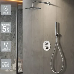 Imex Colonne de Douche Encastrée Thermostatique Anti-Calcaire en Niquel Brossé MONZA GTM039/NQ* Colonne De Douche Encastrable