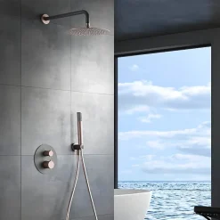 Imex Colonne de Douche Encastrée Thermostatique Anti-Calcaire Gris et Champagne MONZA GTD038/GC