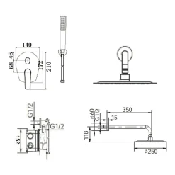 Imex Colonne de Douche Encastrée Anti-Calcaire Chrome DELOS GPD055* Colonne De Douche Encastrable