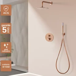 Imex Colonne de Douche Encastrée Thermostatique Anti-Calcaire Or Rose Cuivré MONZA GTD038//ORC* Colonne De Douche Encastrable