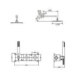 Imex Colonne de Douche Encastrée Thermostatique Anti-Calcaire Or Brossé TIBET GTT054/OC* Colonne De Douche Encastrable