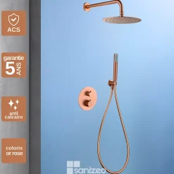 Imex Colonne de Douche Encastrée Thermostatique Anti-Calcaire Or Rose Cuivré GENOVA GTG053/ORC