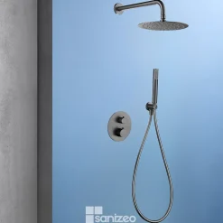 Imex Colonne de Douche Encastrée Thermostatique Anti-Calcaire Black Gun Métal GENOVA GTG053/BGM