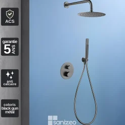 Imex Colonne de Douche Encastrée Thermostatique Anti-Calcaire Black Gun Métal GENOVA GTG053/BGM
