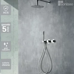 Imex Colonne de Douche Encastrée Thermostatique Anti-Calcaire Chrome ASSEN GTA052* Colonne De Douche Encastrable