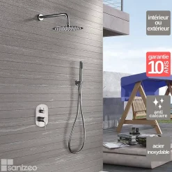 Imex Colonne de Douche Encastrée Anti-Calcaire Acier Inoxydable Intérieur / Extérieur MOSCU GTK034