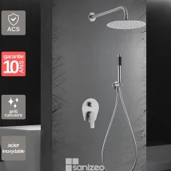 Imex Colonne de Douche Encastrée Anti-Calcaire Acier Inoxydable DELOS GPD055/AC* Colonne De Douche Encastrable