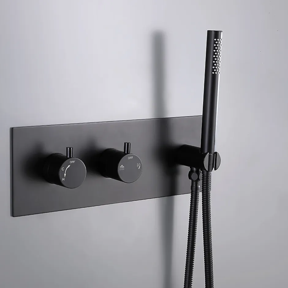 Bellegno Colonne de douche encastrée thermostatique CORPOSA noir mat* Colonne De Douche Encastrable