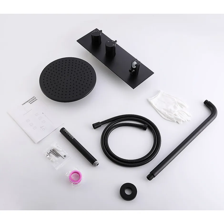 Bellegno Colonne de douche encastrée thermostatique CORPOSA noir mat* Colonne De Douche Encastrable
