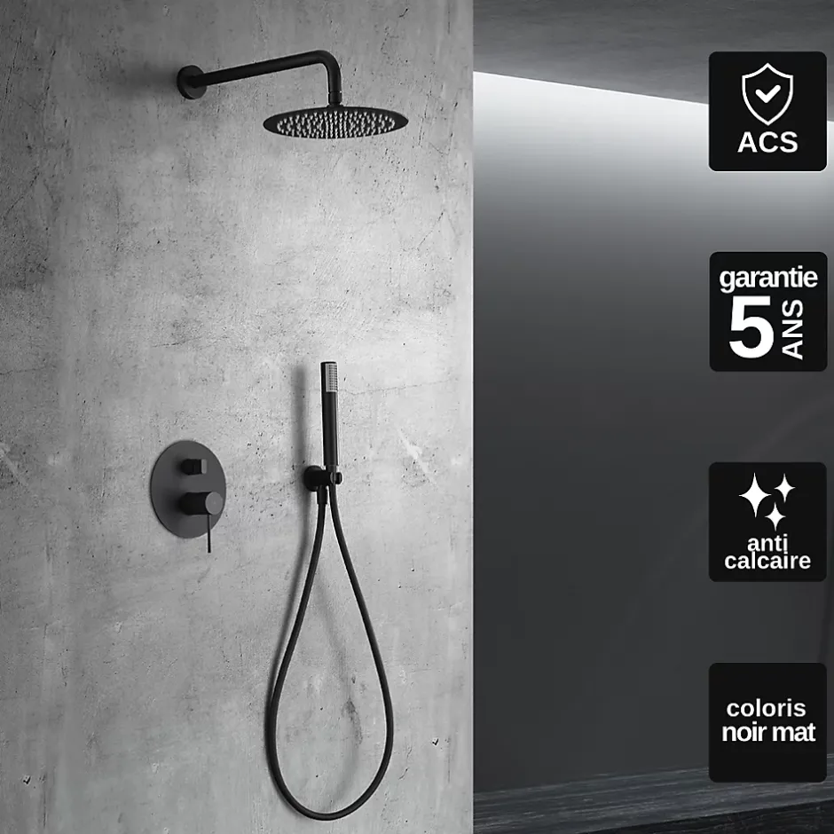 Imex Colonne de Douche Encastrée Anti-Calcaire Noir Mat LINE GPD038/NG