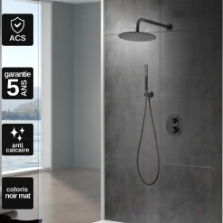 Imex Colonne de Douche Encastrée Thermostatique Anti-Calcaire Noir Mat NAPOLES GTN047/NG* Colonne De Douche Encastrable