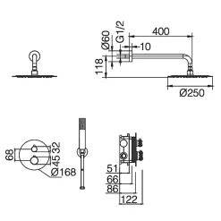 Imex Colonne de Douche Encastrée Thermostatique Anti-Calcaire Noir Mat NAPOLES GTN047/NG* Colonne De Douche Encastrable