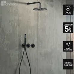 Imex Colonne de Douche Encastrée Thermostatique Anti-Calcaire Noir Mat ASSEN GTA052/NG* Colonne De Douche Encastrable