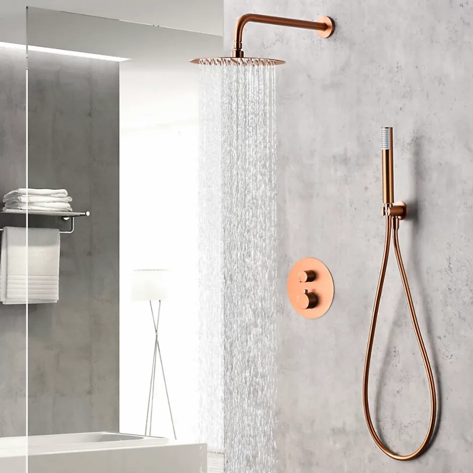 Imex Colonne de Douche Encastrée Thermostatique Anti-Calcaire Or Rose Cuivré MONZA GTM039/ORC* Colonne De Douche Encastrable