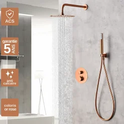 Imex Colonne de Douche Encastrée Thermostatique Anti-Calcaire Or Rose Cuivré MONZA GTM039/ORC* Colonne De Douche Encastrable
