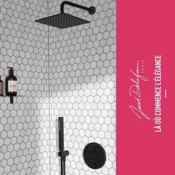 Jacob Delafon Colonne de douche encastrée thermostatique Metro carré noir mat