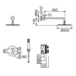 Imex Colonne de Douche Encastrée Thermostatique Anti-Calcaire Noir Mat IMONZA GTD038/NG