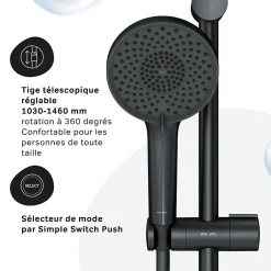 Am.Pm Europe Colonne de douche et bain baignoire thermostatique Système de douche avec mitigeur thermostatique Noir, F07XA422 X-Joy AM.PM* Colonne De Douche Thermostatique