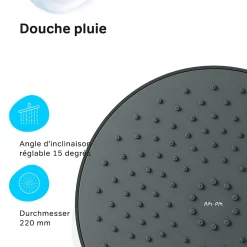 Am.Pm Europe Colonne de douche et bain baignoire thermostatique Système de douche avec mitigeur thermostatique Noir, F07XA422 X-Joy AM.PM* Colonne De Douche Thermostatique