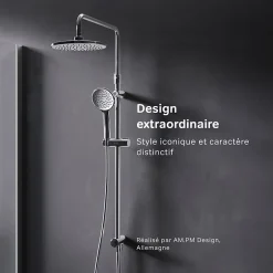 Am.Pm Europe Colonne de douche et bain baignoire sans robinet, Système de douche Chromé F07TA000 Hit AM.PM