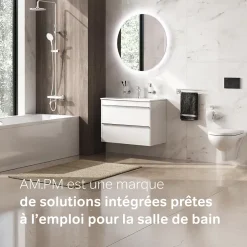 Am.Pm Europe Colonne de douche et bain baignoire sans batterie Système de douche Pommeau de douche, Noir, F07TA022 Hit AM.PM