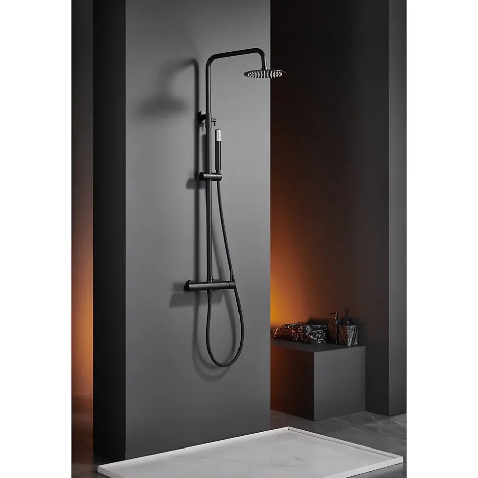 Imex Products Colonne de douche externe CURVED Mitigeur monocommande Canon de fusilChroméNoir matCanon de fusilOr brosséOr rose brossé Colonne* Colonne De Douche Encastrable