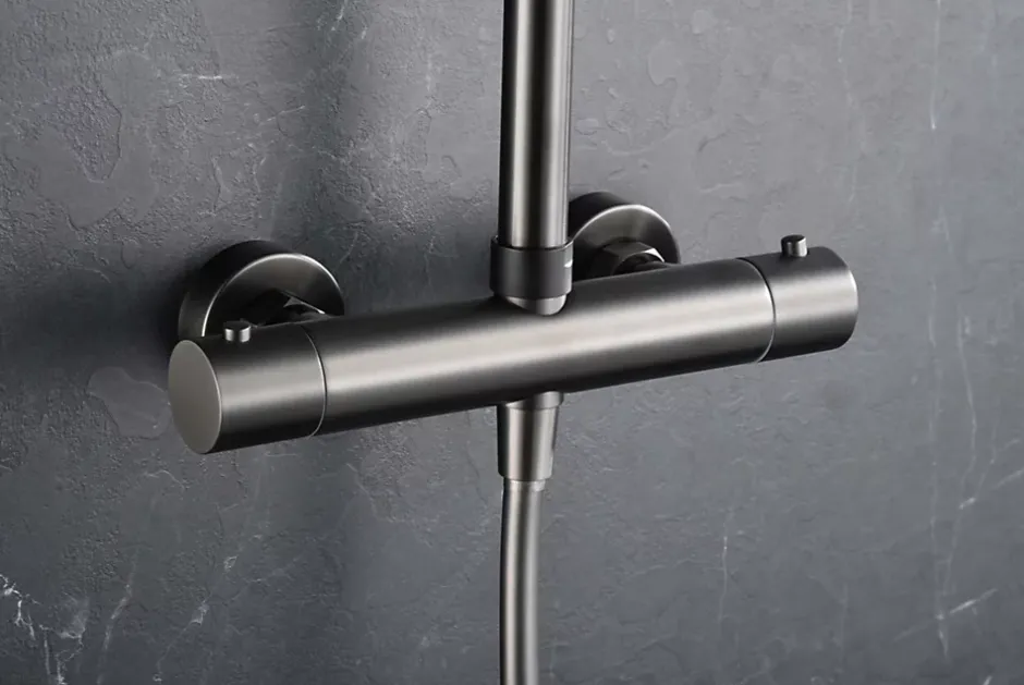 Imex Products Colonne de douche externe CURVED Thermostatique Canon de fusilChroméNoir matCanon de fusilOr brosséOr rose brossé Colonne de douc* Colonne De Douche Encastrable