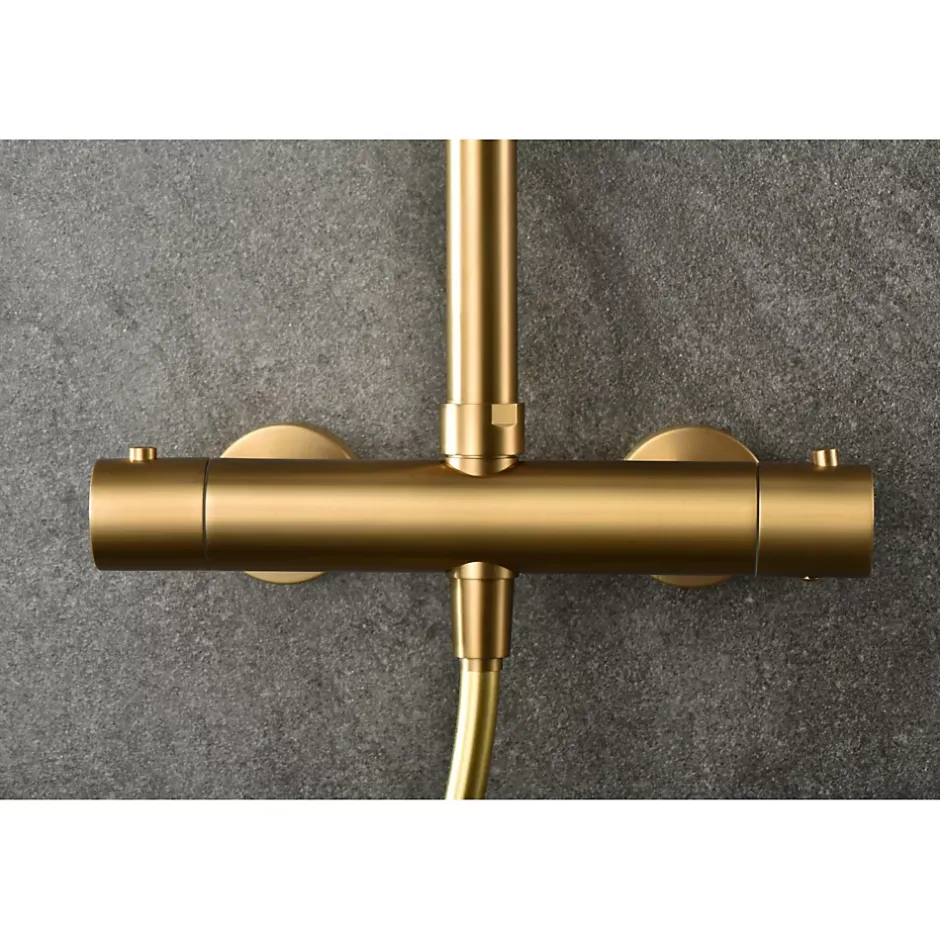 Imex Products Colonne de douche externe CURVED Thermostatique Canon de fusilChroméNoir matCanon de fusilOr brosséOr rose brossé Colonne de douc* Colonne De Douche Encastrable