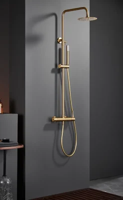 Imex Products Colonne de douche externe CURVED Mitigeur monocommande Or brosséChroméNoir matCanon de fusilOr brosséOr rose brossé Colonne de do