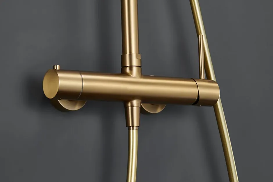 Imex Products Colonne de douche externe CURVED Mitigeur monocommande Or brosséChroméNoir matCanon de fusilOr brosséOr rose brossé Colonne de do