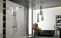 Imex Products Colonne de douche externe CURVED Mitigeur monocommande Or rose brosséChroméNoir matCanon de fusilOr brosséOr rose brossé Colonne* Colonne De Douche Encastrable