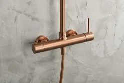 Imex Products Colonne de douche externe CURVED Mitigeur monocommande Or rose brosséChroméNoir matCanon de fusilOr brosséOr rose brossé Colonne* Colonne De Douche Encastrable