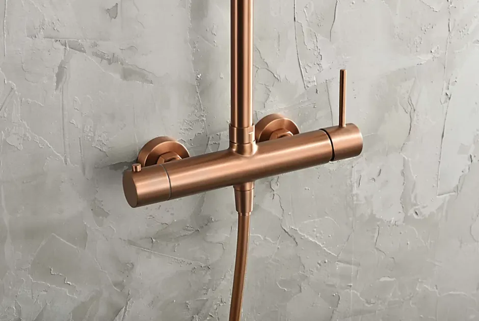 Imex Products Colonne de douche externe CURVED Mitigeur monocommande Or rose brosséChroméNoir matCanon de fusilOr brosséOr rose brossé Colonne* Colonne De Douche Encastrable