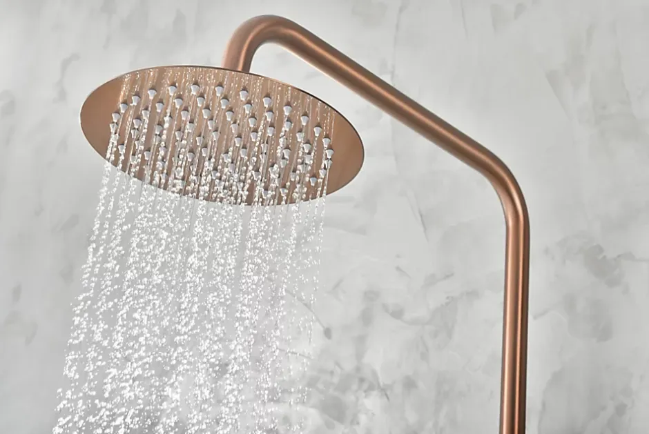 Imex Products Colonne de douche externe CURVED Mitigeur monocommande Or rose brosséChroméNoir matCanon de fusilOr brosséOr rose brossé Colonne* Colonne De Douche Encastrable