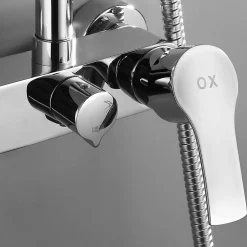 Kibath Colonne de douche extra-longue monocommande, carrée, 100-150 cm, finition chrome poli, en laiton
