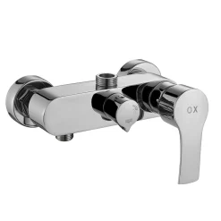 Kibath Colonne de douche extra-longue monocommande, carrée, 100-150 cm, finition chrome poli, en laiton