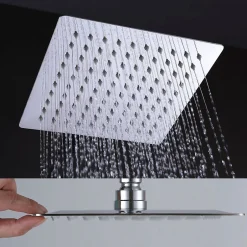 Kibath Colonne de douche extra-longue monocommande, carrée, 100-150 cm, finition chrome poli, en laiton