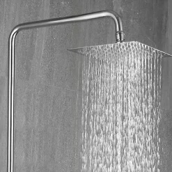 Kibath Colonne de douche extra-longue monocommande, carrée, 100-150 cm, finition chrome poli, en laiton