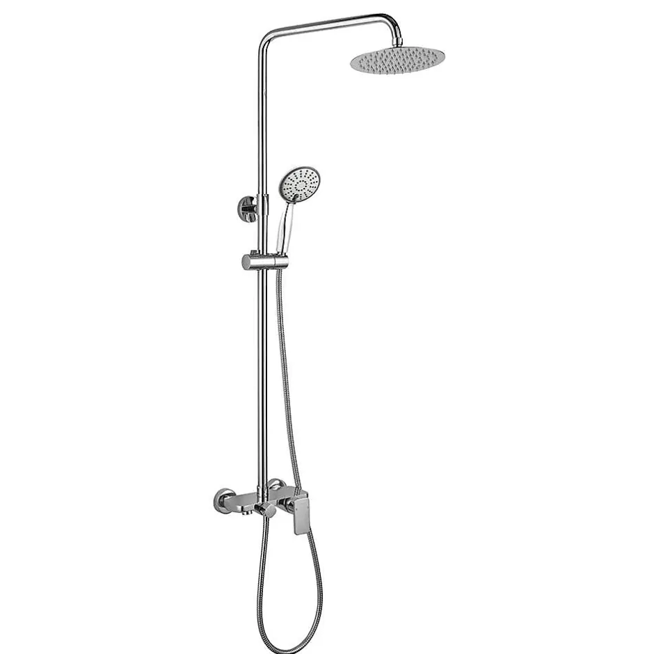 Kibath Colonne de douche extra-longue monocommande DUA ronde, 100-150 cm, finition chrome poli, en laiton* Colonne De Douche Mécanique