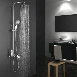 Kibath Colonne de douche extra-longue monocommande DUA ronde, 100-150 cm, finition chrome poli, en laiton* Colonne De Douche Mécanique